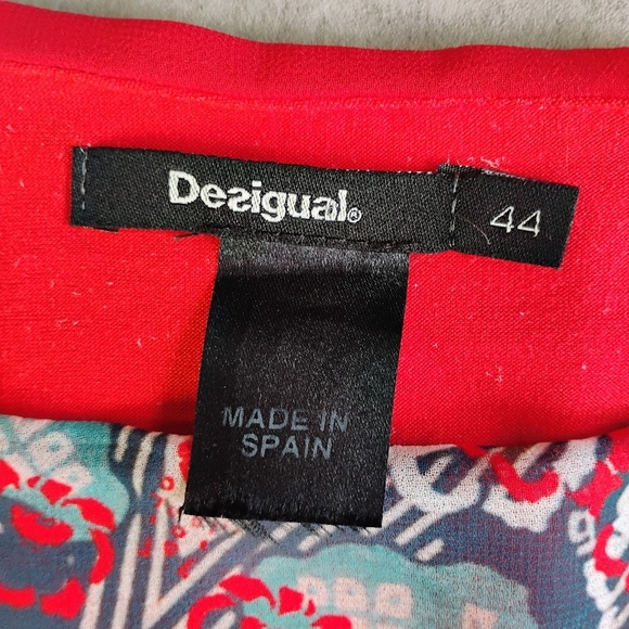 Desigual Tokyo Japan Shift Dress Womens 44 US XL Red Asymmetrical Art To Wear - Picture 7 of 12